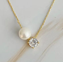 Load image into Gallery viewer, Single Pearl and Diamond Necklace - Ellison+Young
