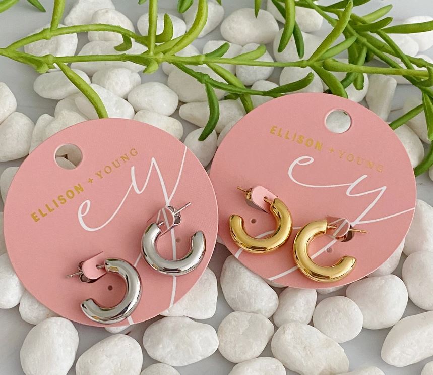 Smaller Polished Hollow Hoop Earrings - Ellison+Young