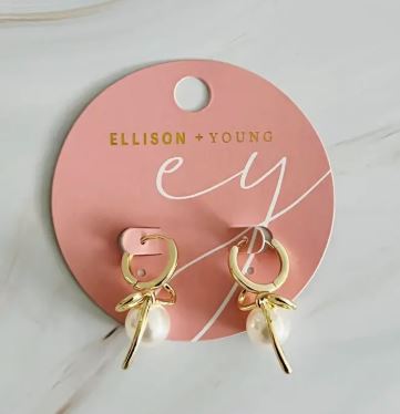 Bowed with Pearl Drop Earrings - Ellison + Young
