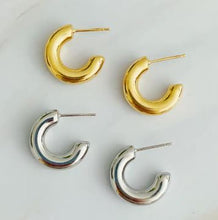 Load image into Gallery viewer, Smaller Polished Hollow Hoop Earrings - Ellison+Young
